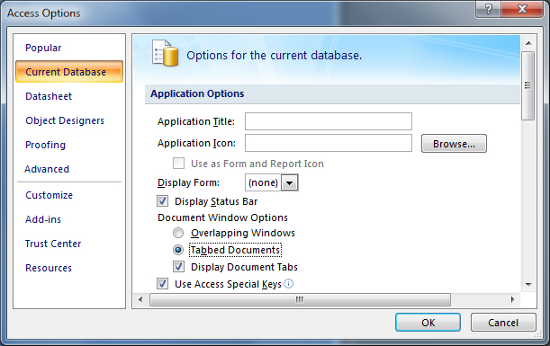 Tabbed Documents Setting