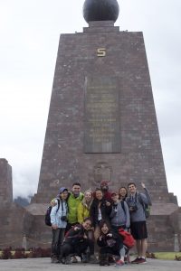 Amy, Michael, Hannah, Chelsea, Myles, Becca, Lauren, Chase, Izzie and Amber pose in front of the Monument to the Equator for a fun pic!