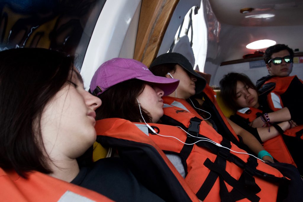 Ellie, Ana, Izzie and Amber knocked out on the boat 