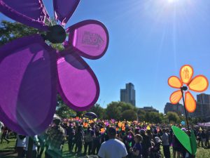 Each colored flower represents a different reason that someone has shown up to the walk (9/26/2016)